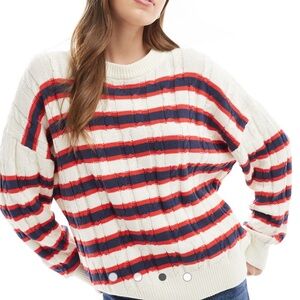 Cotton On crew neck pullover jumper in red stripe